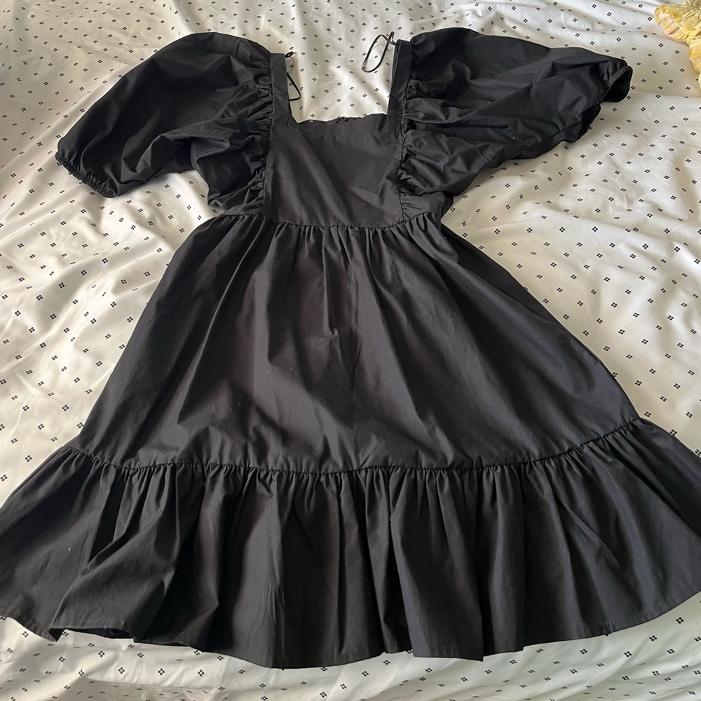 Gianni bini black puff sleeve maxi dress